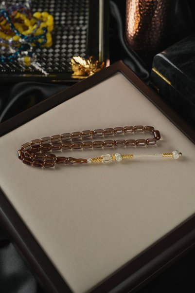dergah tesbih Capsule Model Silver Design Ateş-I Sıkma Amber Prayer Beads