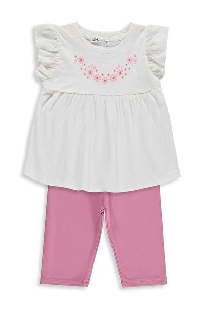 Civil Girls Σετ με στάμπα λουλουδιών για 2-5 ετών - Εκρού