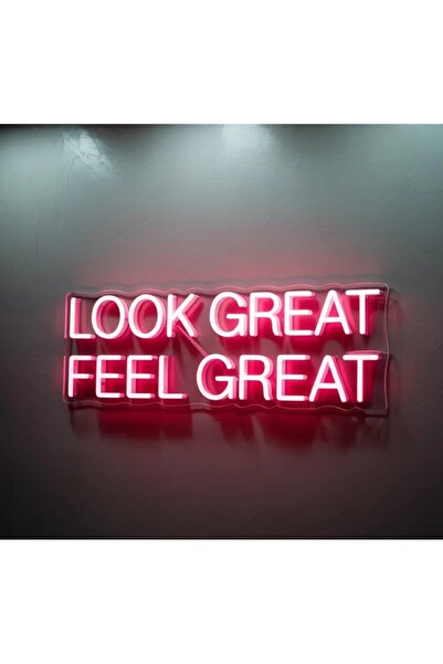 Slasa Look Great Feel Great LED Neon Sign 20x40 cm Red Light with 6mm Acrylic...