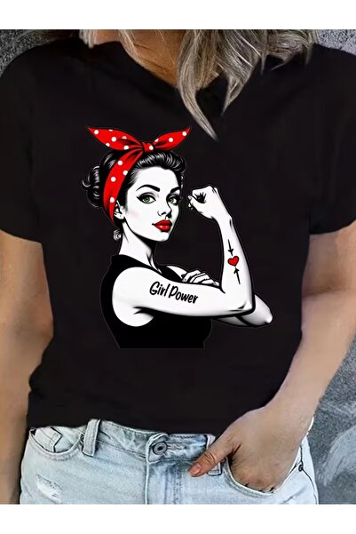texila Unisex Girl Power Printed Oversize Crew Neck T-Shirt