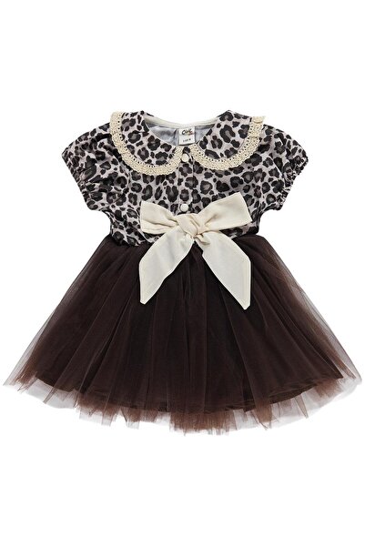 Civil Baby Φόρεμα με σχέδιο λεοπάρ και κορδέλα 6-18 μηνών - Καφέ