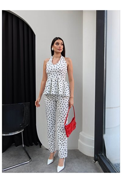 ESRAHELVACI Σετ δύο τεμαχίων με πουά και δέσιμο στο λαιμό