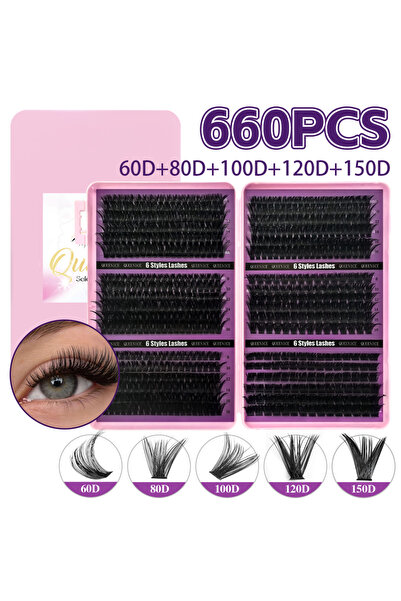 choice2 رموش صناعية كثيفة من QUEENICE موديل QN-681012150D، 800 قطعة بأطوال مت...