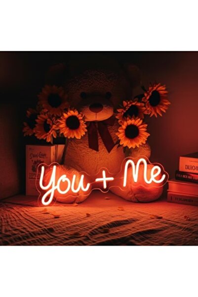 Slasa You and Me LED Neon Sign 15x39 cm Red Light with 6mm Acrylic Base Decor