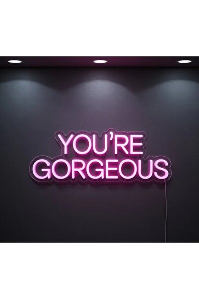 Slasa You’re Gorgeous LED Neon Sign 20x40 cm Pink Light with 6mm Acrylic Base...