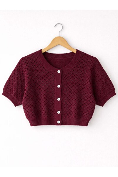 Retrobird Lou Retro Openwork Short Cardigan Women's Burgundy