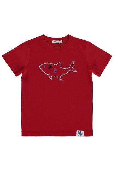 Civil Boys Μπλουζάκι με κέντημα καρχαρία για παιδιά 2-5 ετών - Κόκκινο