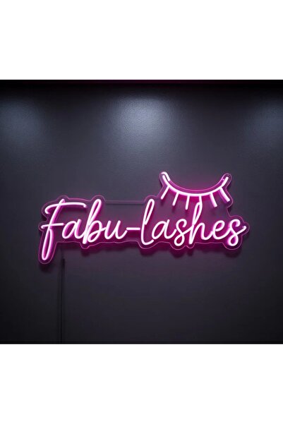 Slasa Fabu Lashes LED Neon Sign 20x40 cm Pink Light with 6mm Acrylic Base Sal...