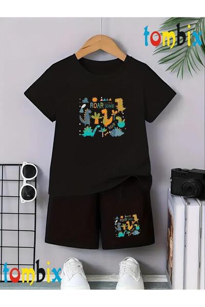 tombix Dinosaurs Printed T-Shirt Shorts Summer Children's Set