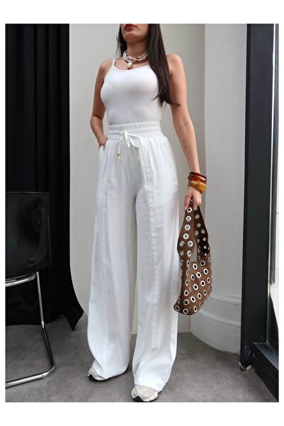 ESRAHELVACI Παντελόνι με διακοσμητική ραφή μπροστά και κορδόνια στη μέση
