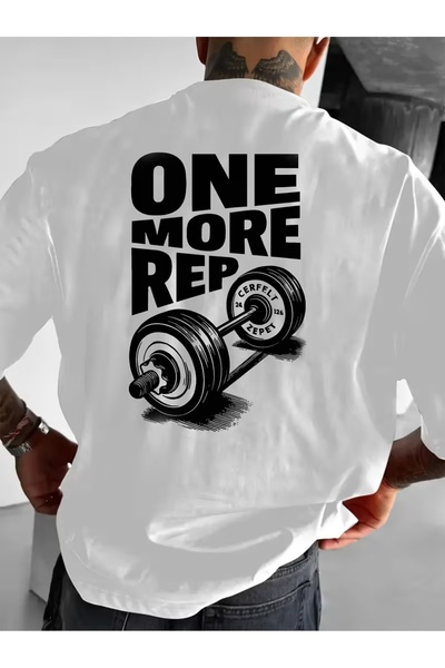 AEMİ Μπλουζάκι Unisex One More Rep με στάμπα Oversize με λαιμόκοψη ποδηλάτου