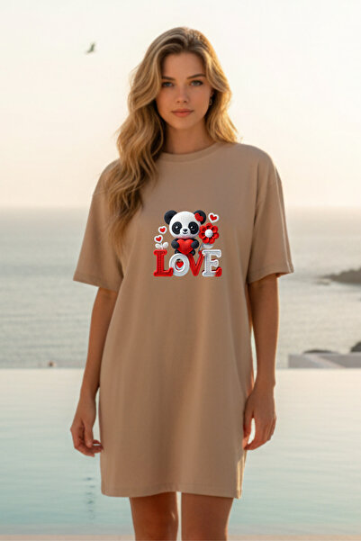 HOFFNUNG Γυναικείο κοντομάνικο μπλουζάκι με λαιμόκοψη Φόρεμα νυχτικό