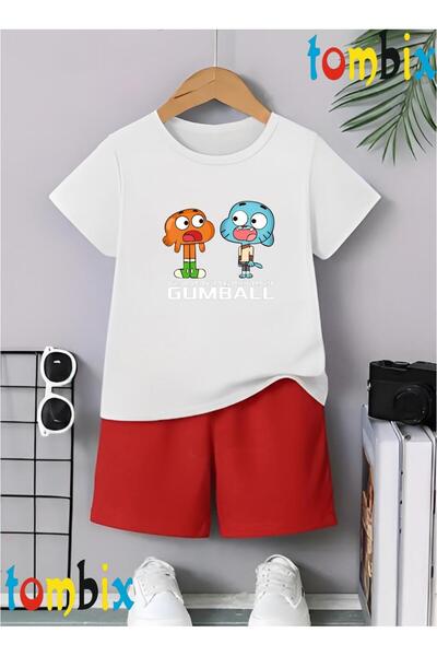 tombix Eskigummbal Printed T-Shirt Shorts Summer Children's Set