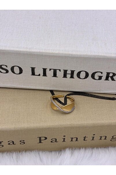 Hedef Bijuteri Gold Color Modern Cross Design Zircon Stone Special Series Adj...