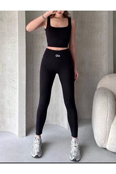 0la بنطلون ليكرا للغوص بخصر مرتفع وحزام أمامي مطبوع