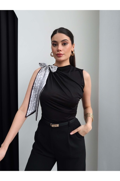 ESRAHELVACI Blouse with Shoulder Scarf Tie