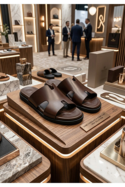 Deniz Terlik Ανδρικές Παντόφλες Ολόκληρες Ορθοπεδικές από Γνήσιο Δέρμα