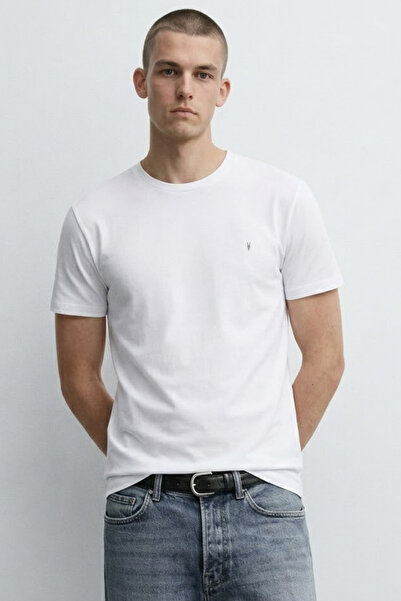 MATERIAL Ανδρικό άνετο βαμβακερό κοντομάνικο μπλουζάκι εκρού