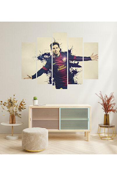 tablomaxtbx 5 Parça Lionel Messi Futbol Dekoratif Poster Salon Oda Duvar Spor...