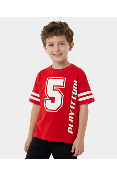 Primo Gino Boys Oversized Drop Shoulder Half Sleeves T-Shirt With Chest & Bac...