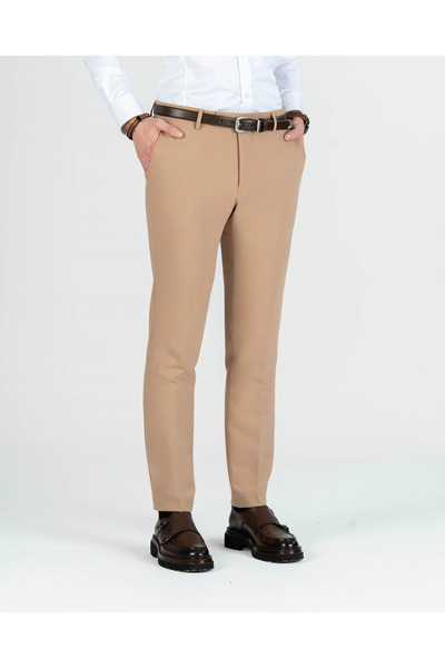 TerziAdemAltun İtalyan stil slim fit erkek kumaş pantolon vizon T13689