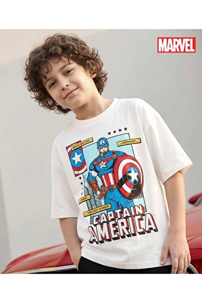 Pine Kids Marvel تي شيرت فضفاض بأكمام نصفية منسوجة من قماش الجيرسيه مع رسومات...