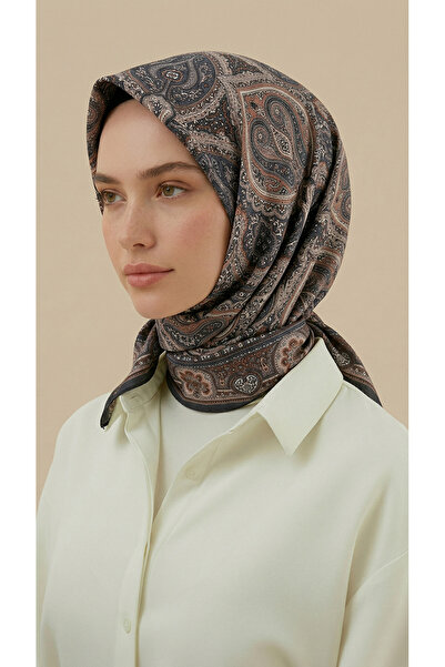 Karaca Neri̇s Patterned 120*120 cm Cotton Scarf - Brown