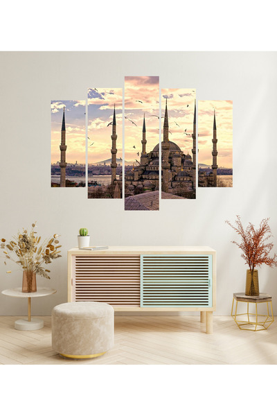 tablomaxtbx 5 Parça Cami Manzara Dini İslami İstanbul Manevi Dekoratif Salon ...