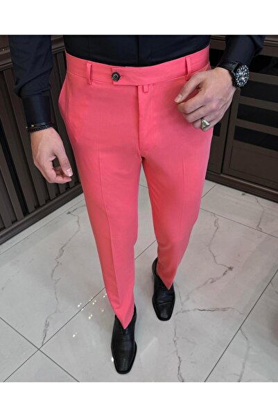 TerziAdemAltun Italijanski stil uskih muških pantalona roze T11624