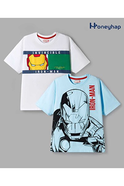 Honeyhap Marvel Single Jersey Knit Drop Shoulder Half Sleeve T-Shirts Iron Ma...
