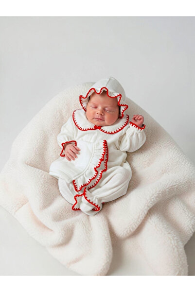 Şeker Tadında Tasarımlar Hand Knitted Detailed 4 Layer Muslin Newborn Jumpsui...