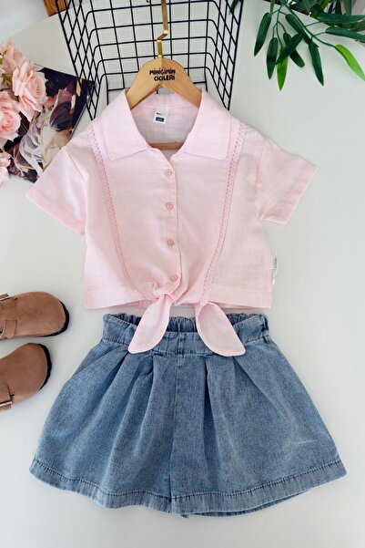 Minigimin Cicileri Μίνι Παιδικό Σετ με Λινό Πουκάμισο και Τζιν Σορτς με Λεπτο...