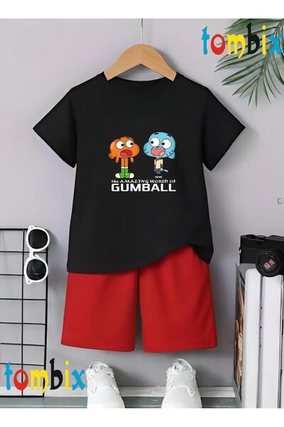 tombix Eskigummbal Printed T-Shirt Shorts Summer Children's Set