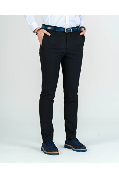 TerziAdemAltun İtalyan stil slim fit erkek kumaş pantolon lacivert T14932