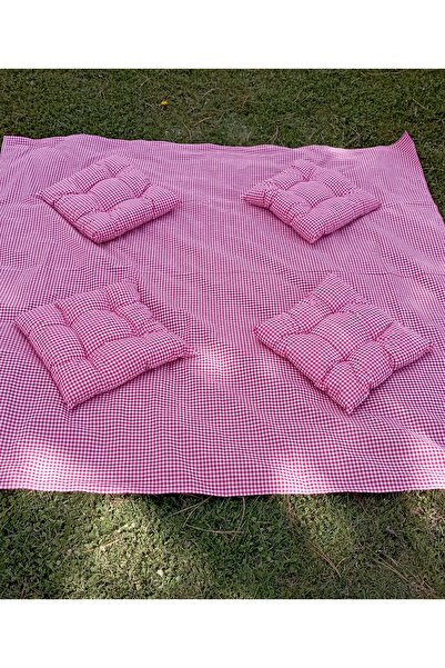 Asya 4 minderli çantalı piknik örtüsü seti 170×170 örtüsü 40×40 dört minderi