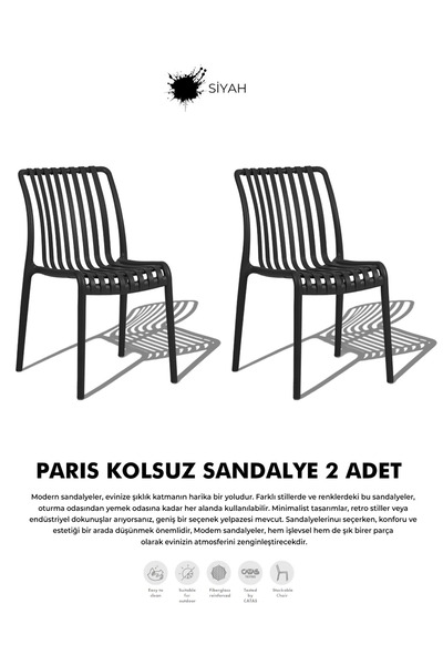Daim Plastik PARİS | 2 ADET KOLSUZ LUX CAFE & RESTAURANT SANDALYESİ