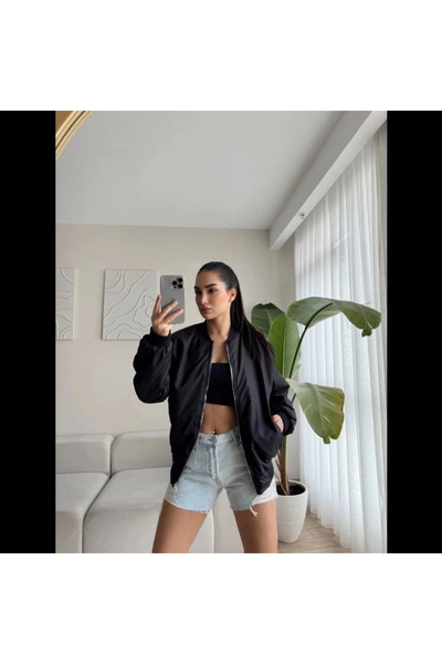 Wear Up Μπουφάν Unisex Straight Bomber με επένδυση - Μαύρο