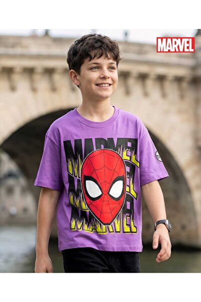 Pine Kids Marvel Single Jersey Knit Half Drop Shoulder Sleeve T-Shirt Spider ...