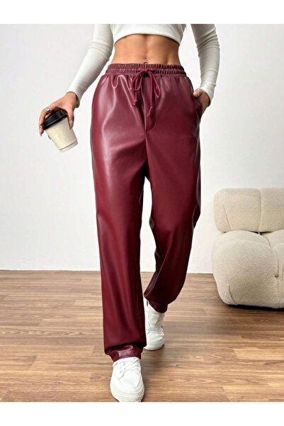 Wear Up Γυναικείο δερμάτινο παντελόνι με ψηλόμεσο κορδόνι