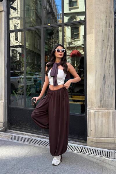 ÇEÇİM Pantaloni cu talie înaltă și picior larg - HYN-00000878-002