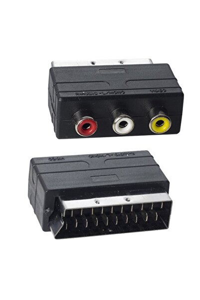 Powermaster PM-2067 Scart Erkek - 3 RCA Dişi Mini Ses ve Görüntü Adaptörü