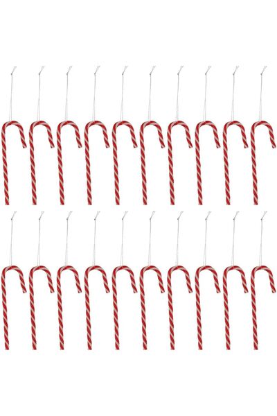MCtrend Σετ 30 χριστουγεννιάτικων διακοσμητικών καραμελών, 12 εκ., λευκό-κόκκινο