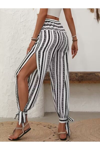 Wear Up Γυναικείο παντελόνι με ψηλόμεσο σχέδιο, δεμένο στο τελείωμα και με σκ...