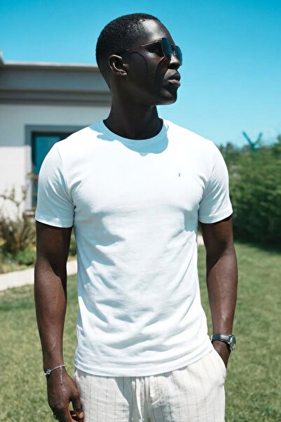 MATERIAL Мъжка свободна ежедневна лятна тениска екрю