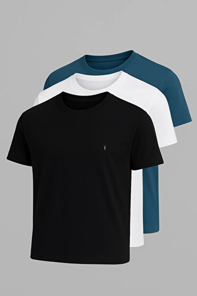 MATERIAL Ανδρικό βασικό άνετο κοντομάνικο μπλουζάκι 3 τεμαχίων