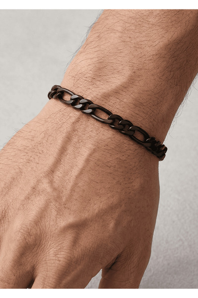 Duke Nickle Men's Black Steel Thick Chain Modern Design Bracelet