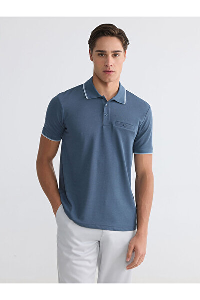 LC Waikiki Rmz Gi̇yi̇m Farkiyla Devrik Roba Collar Structured Men's T-Shirt