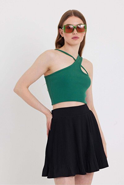 QUHOX Woman's Strap Crop Camisole Green