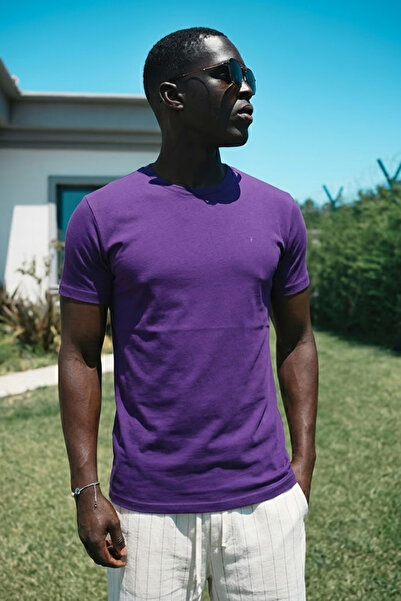 MATERIAL Ανδρικό άνετο, casual, καλοκαιρινό μωβ μπλουζάκι