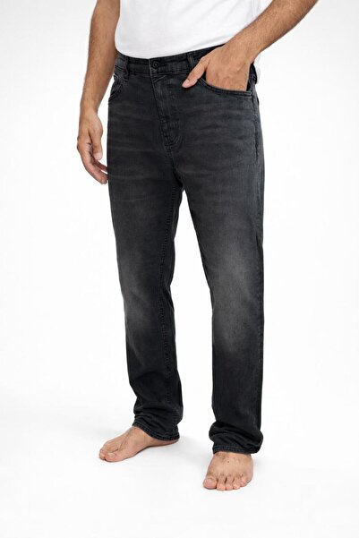 B Men’s stretch Washed Black Narrow Fit Denim Jeans – Classic Faded Charcoal